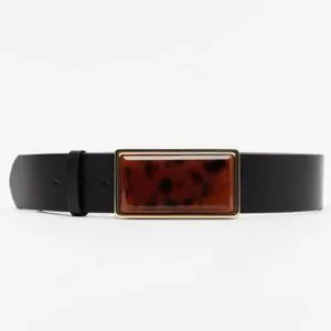 ZARA BLACK BELT WITH ACETATE BUCKLE Zara | Accessories | Nwot Zara Black Wide Belt With  main image 3